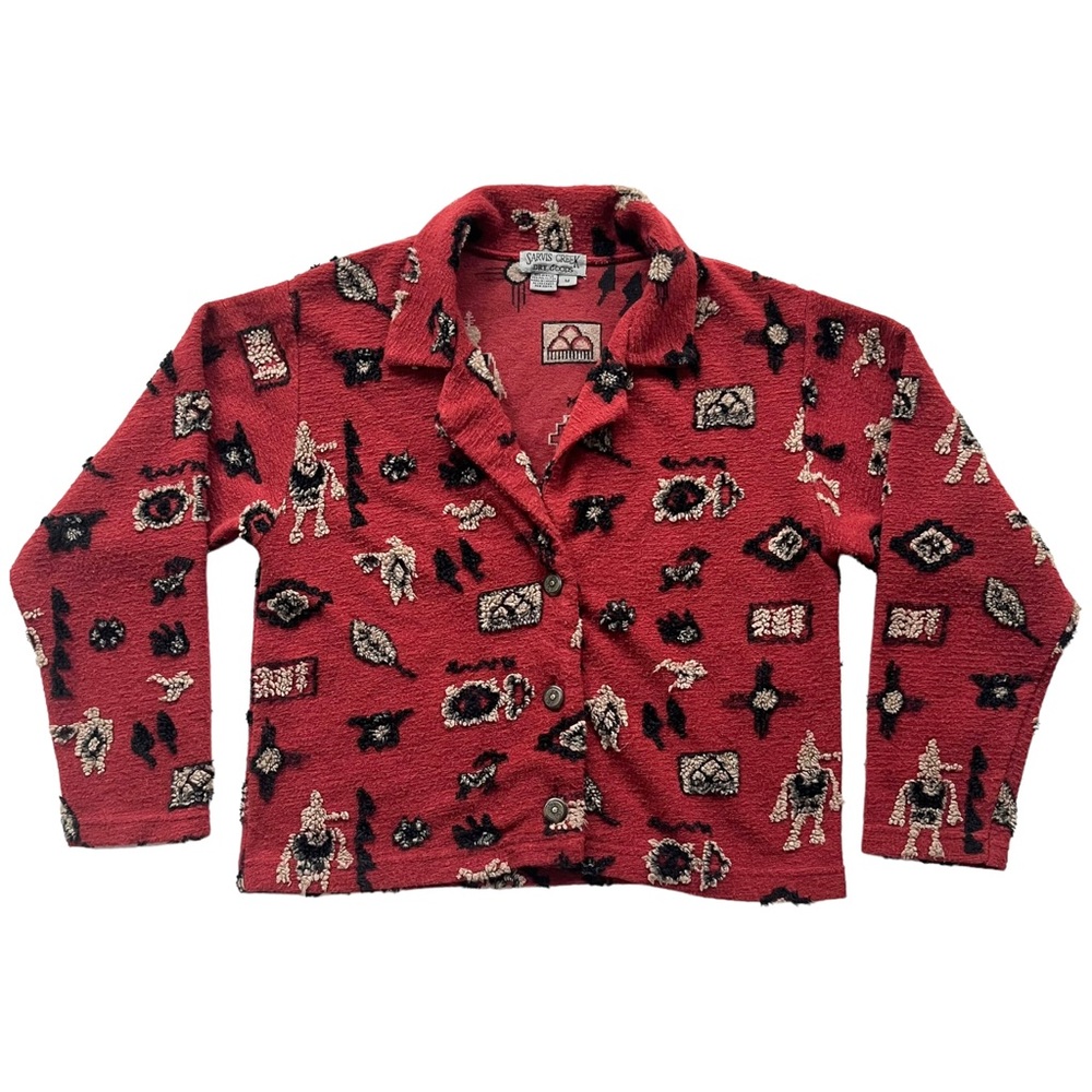 Vintage Tribal Embroidery Maroon Red Jacket